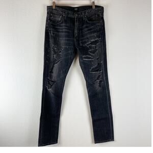 Agolde Skinny Fit Jeans Mens 33x32 Black Distressed Destroyed Ripped Hipster